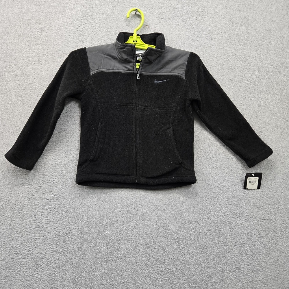 Nike Girls Jacket 5 Black Fleece Activewear Logo Zipper Pockets Full Zip NWT